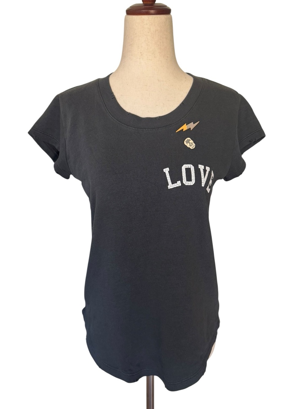 Zadig & Voltaire Seattle BIS Black Love Amour Graphic Crewneck Tee Top XS